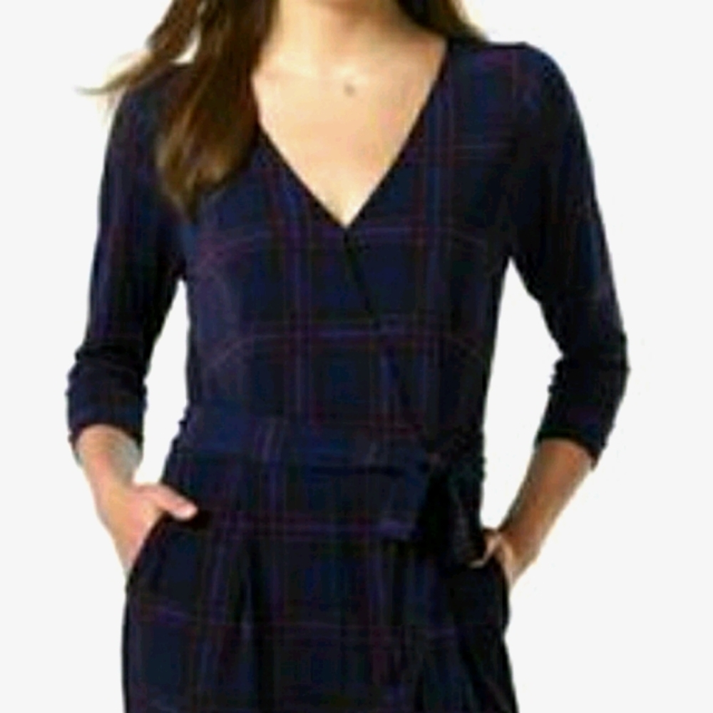 🆕⭐ Navy blue plaid pant jumpsuit